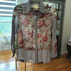 Soft Surroundings Floral Embroidered Fabric with Sequins